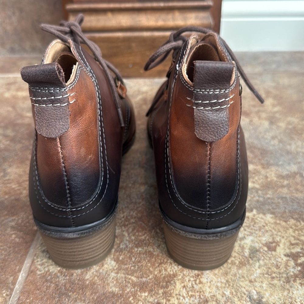 Pikolinos two tone brown leather ankle tie boot size 42/ US 11.5/12 - Picture 10 of 16